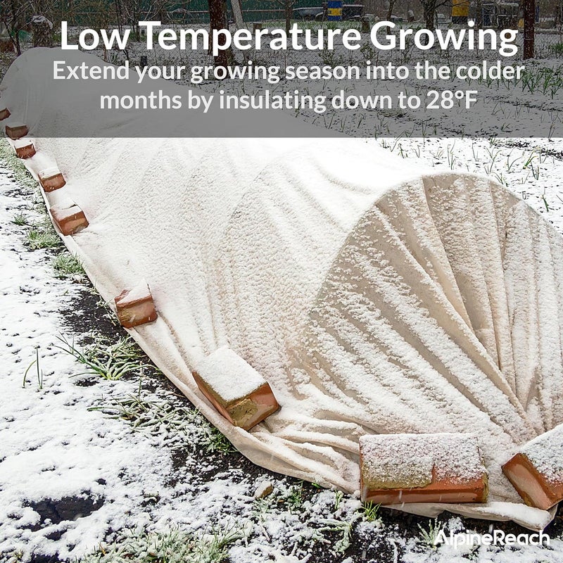 AlpineReach Plant Covers Frost & Sun Protection 10 x 50 ft - Thick 1.2 oz/yd² Freeze Blanket to Low 28 °F Temperatures Floating Row, Garden Fabric Material, Protect in Winter Cold, Gardening Down - Image 3